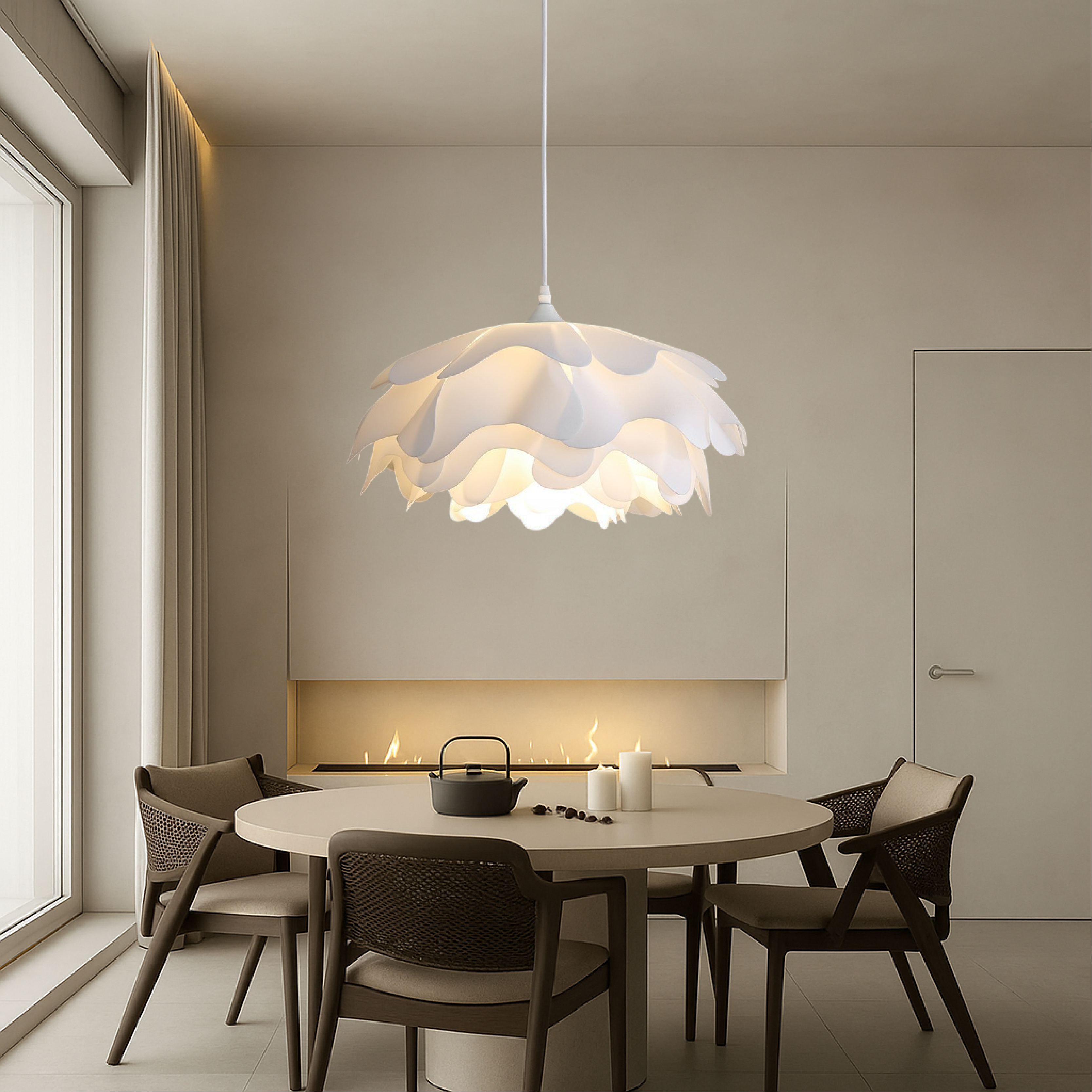 Elegant Peony Mud Ceramic Pendant Light