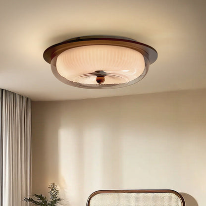 Glass And Wood Ceiling Light