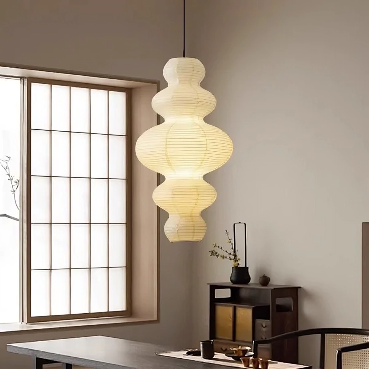 Elegant Layered Rice Paper Pendant Light