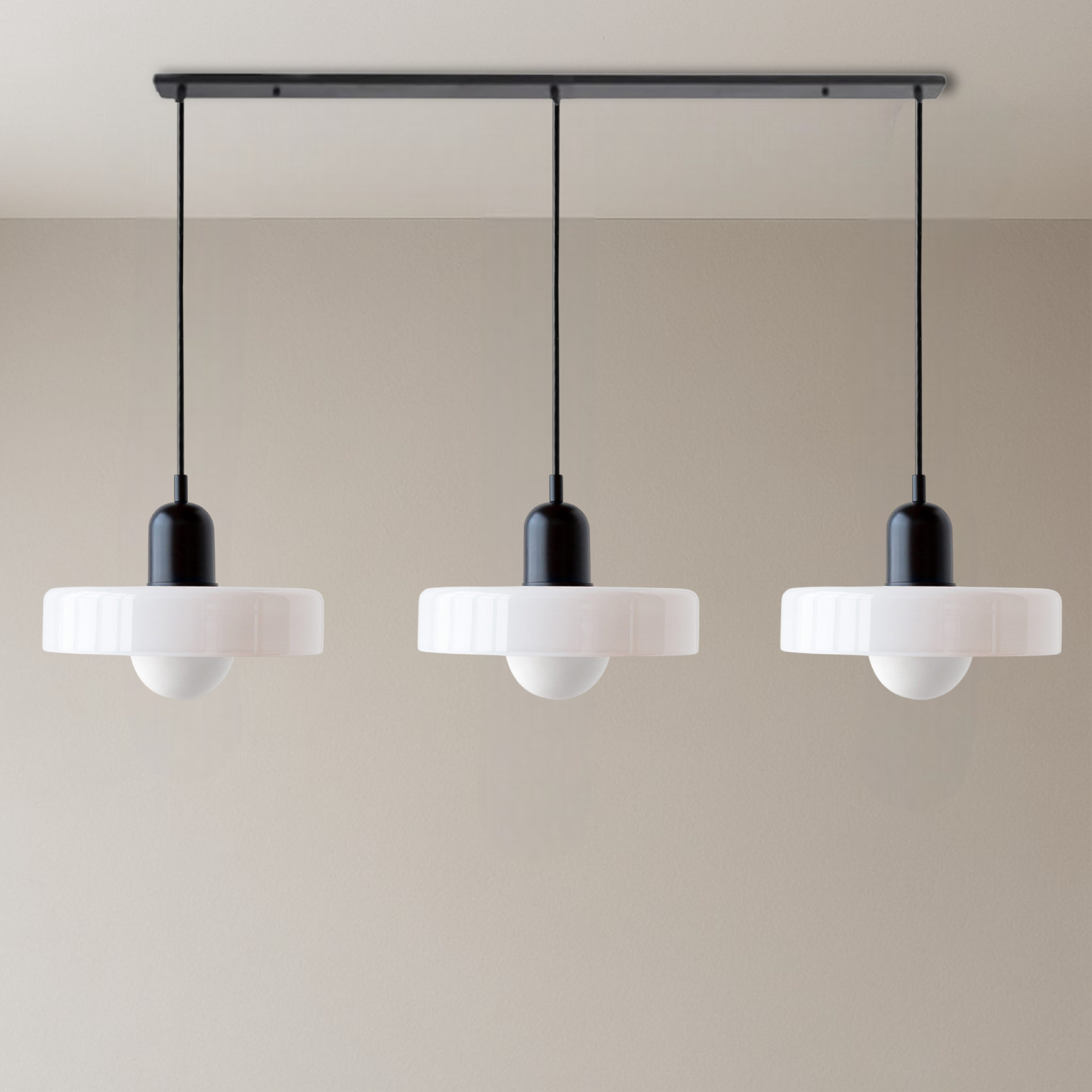 Three-Head Bauhaus Colored Glass Pendant Light