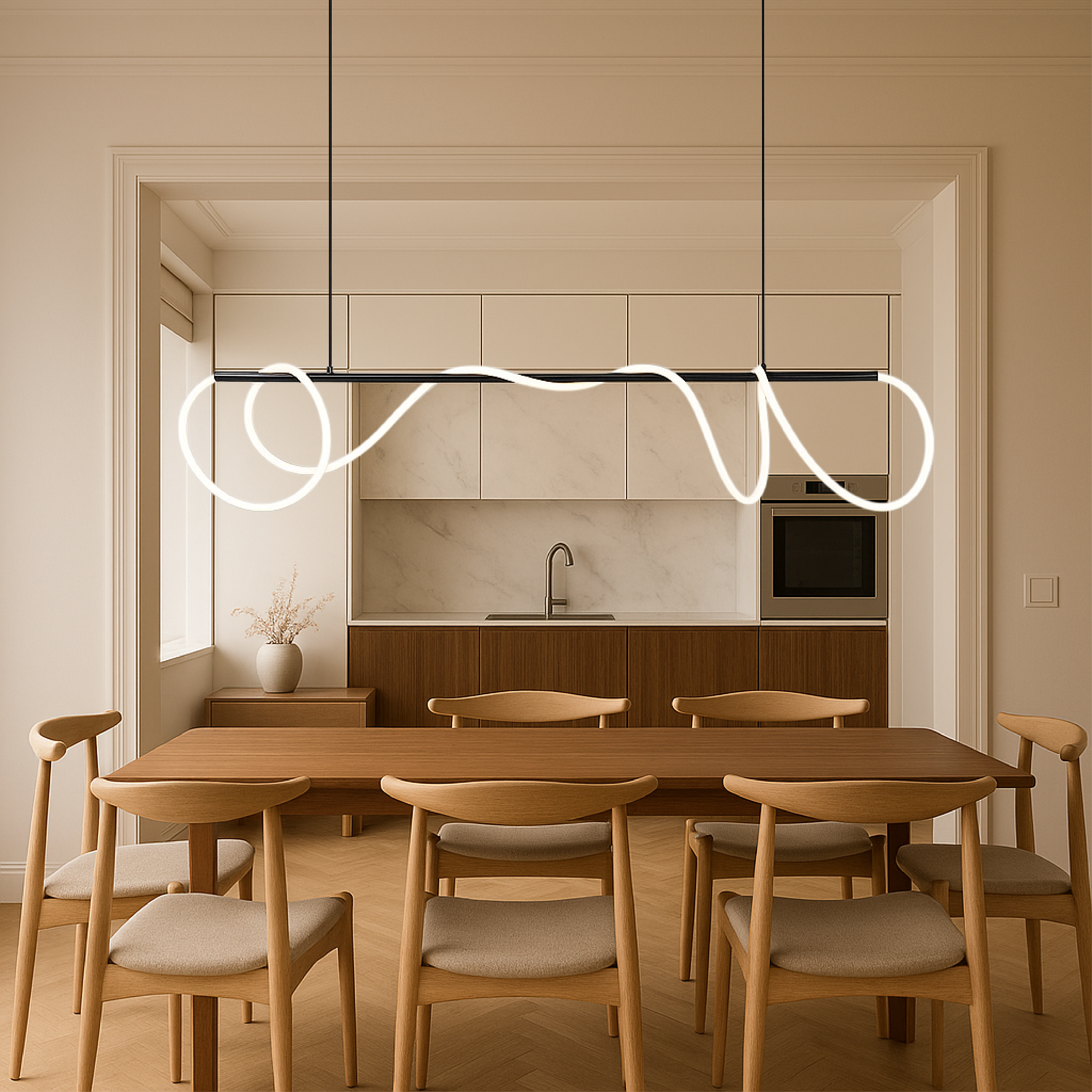Sleek Linear Pendant Light for Kitchen Table