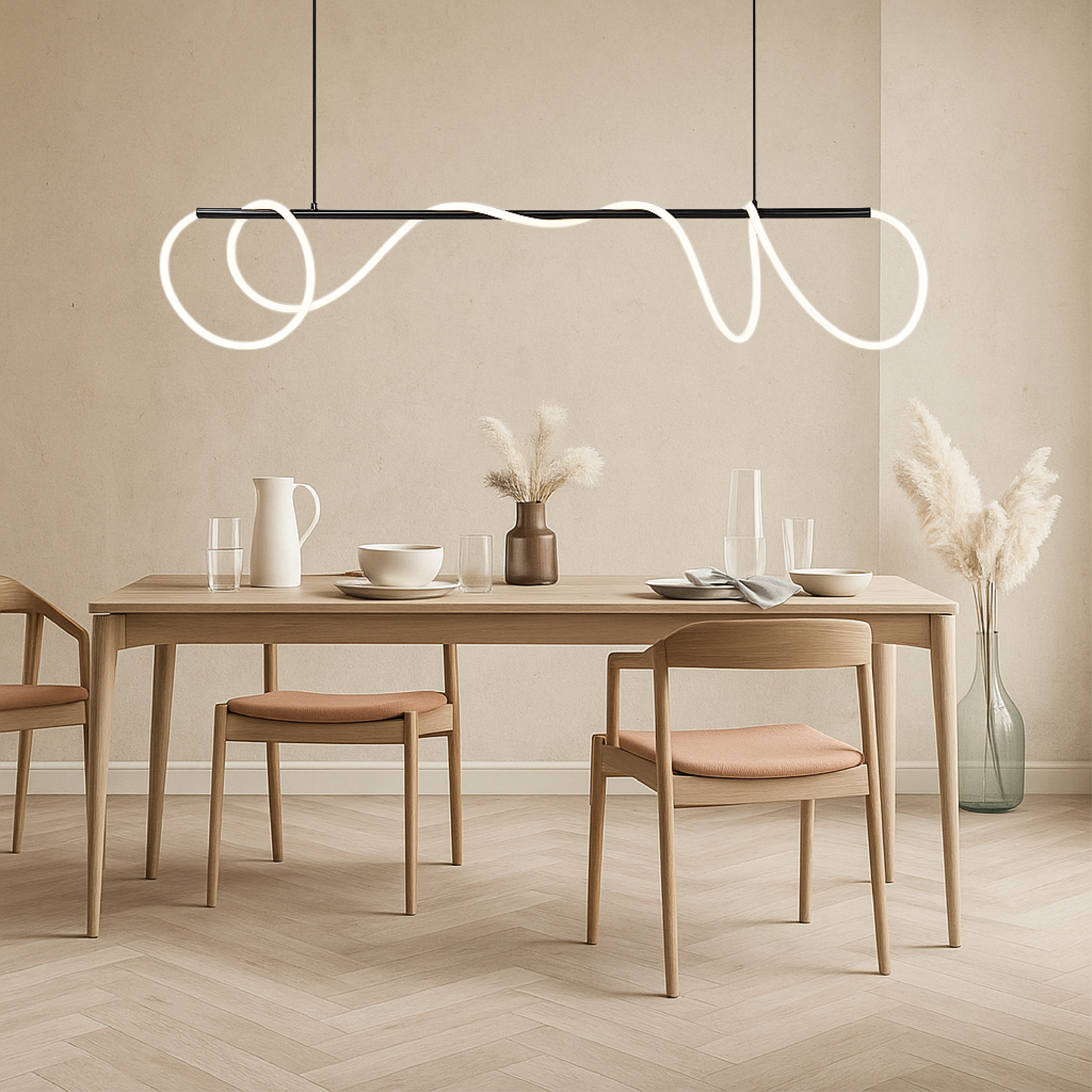 Sleek Linear Pendant Light for Kitchen Table