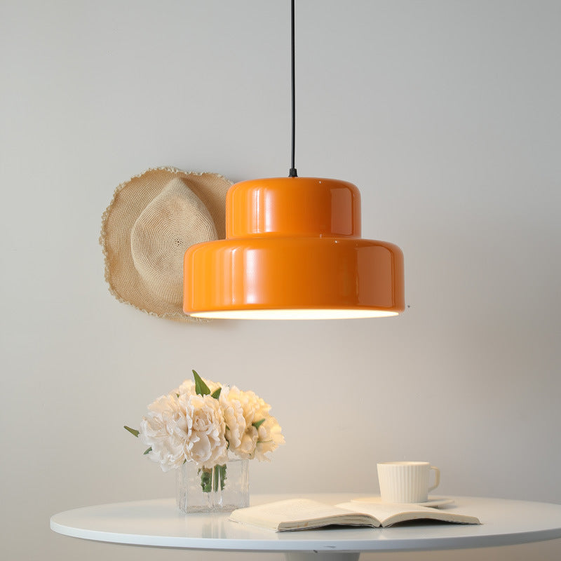 Italian Orange Bauhaus Pendant Light - Sleek, Modern Ceiling Fixture