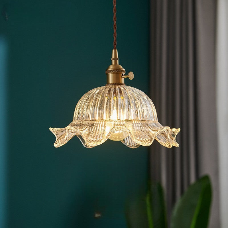 Vintage Clear Glass Pendant Light Fixture