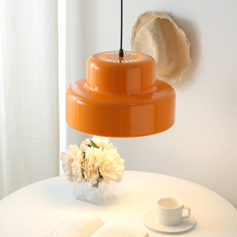 Italian Orange Bauhaus Pendant Light - Sleek, Modern Ceiling Fixture