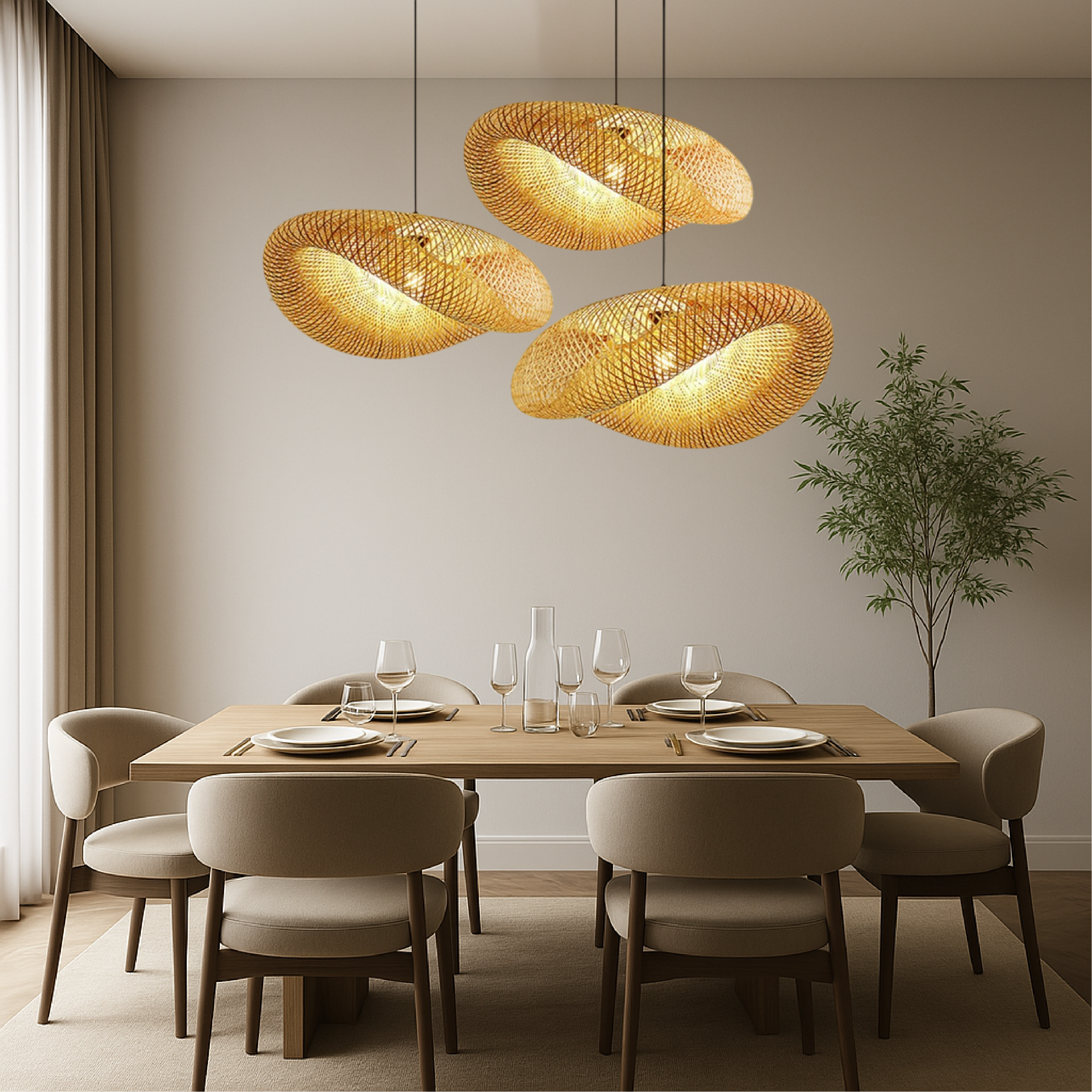 Handcrafted Bamboo Pendant Light - Natural Finish & Eco-Friendly Design
