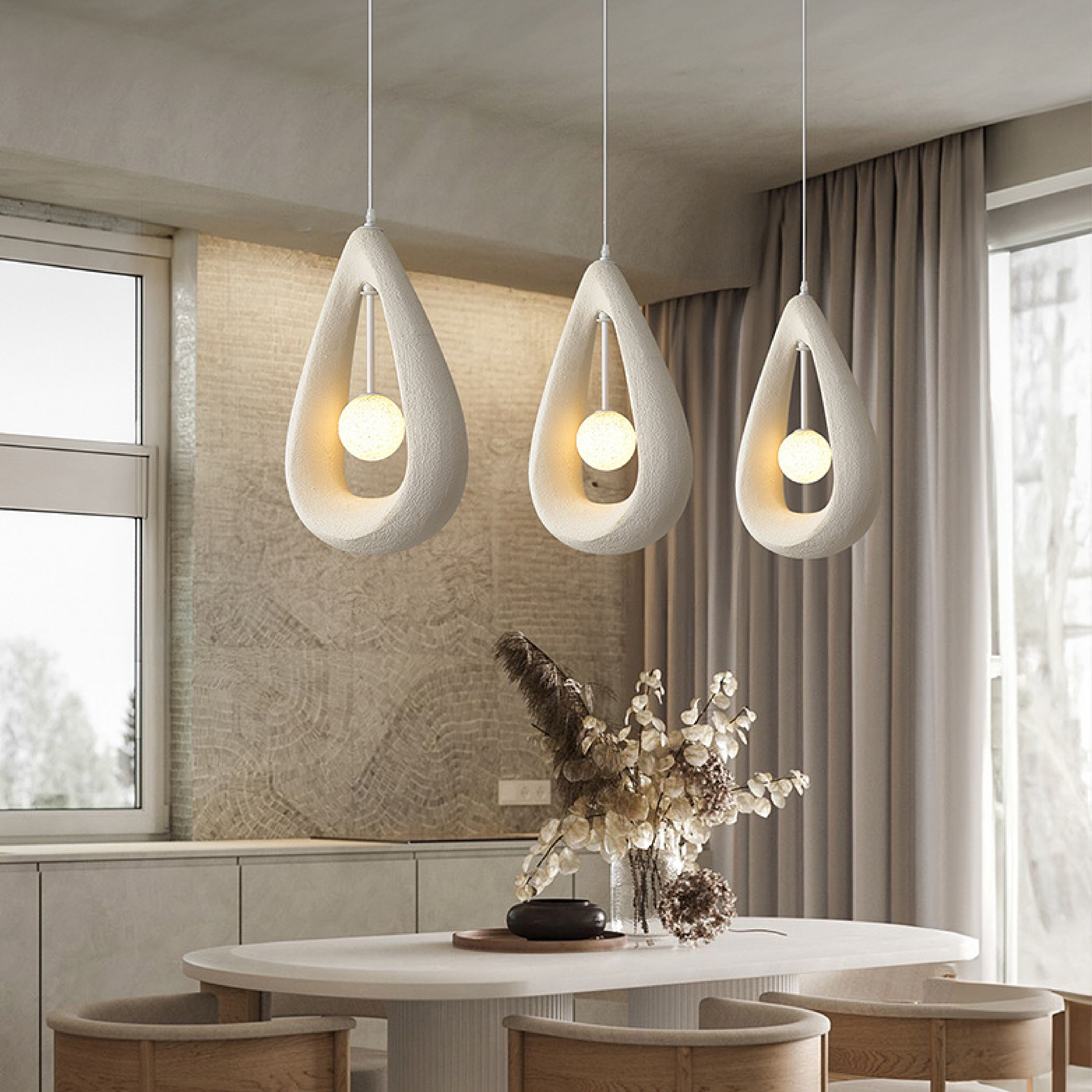 Japandi Oval Pendant Light - Sleek Minimalist Nordic-Chic Ceiling Lamp