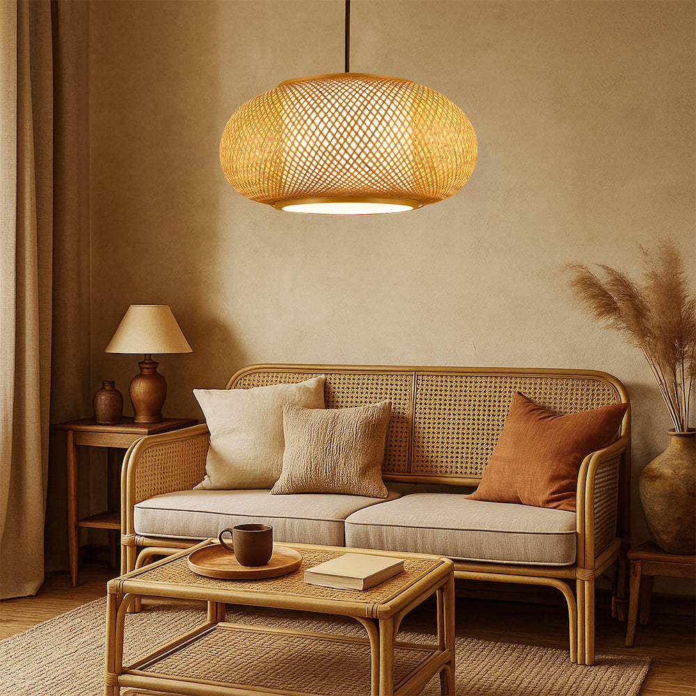 Hansens Bamboo Pendant Light - Handcrafted Natural Bamboo Pendant Lamp