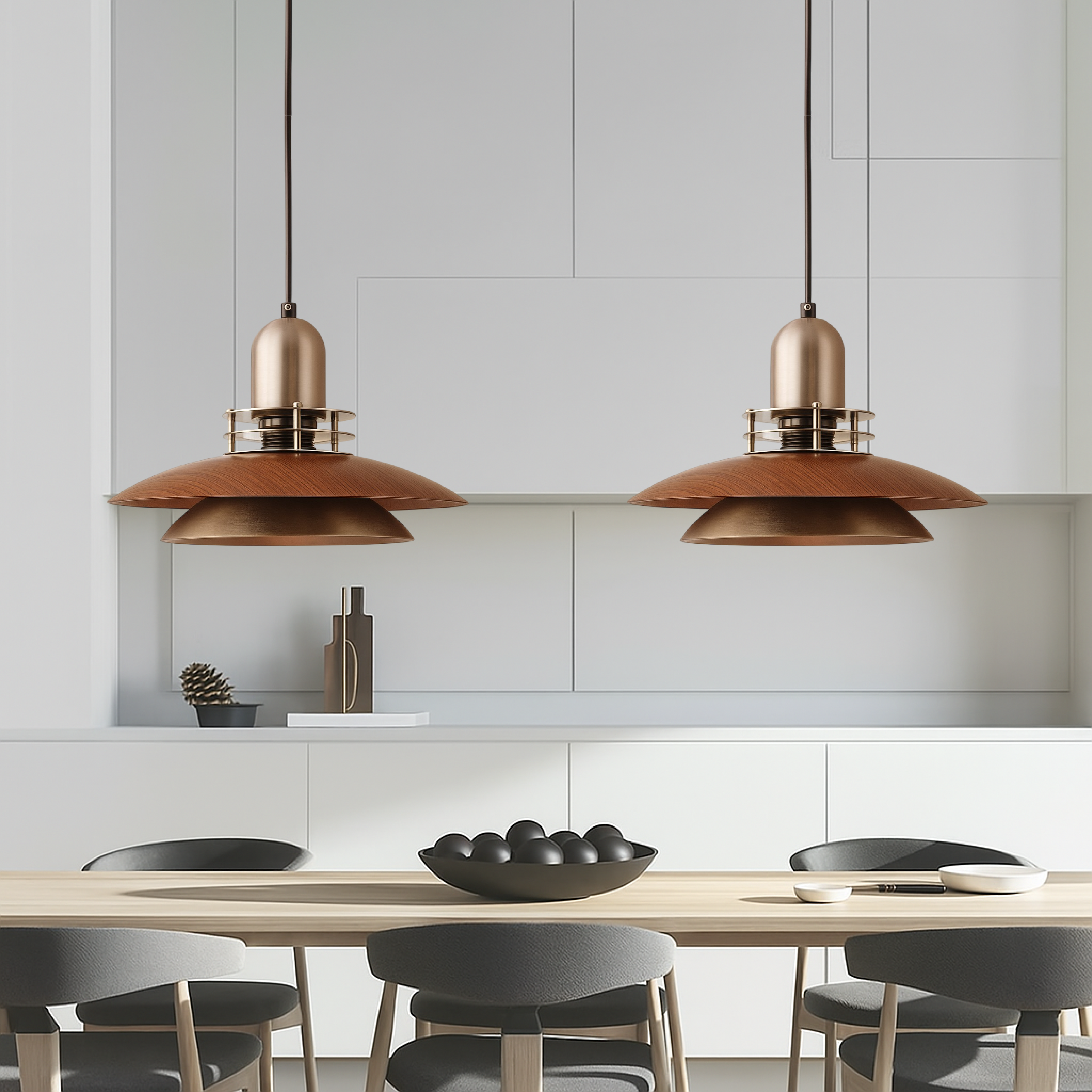 Layered Walnut Wood Pendant Light